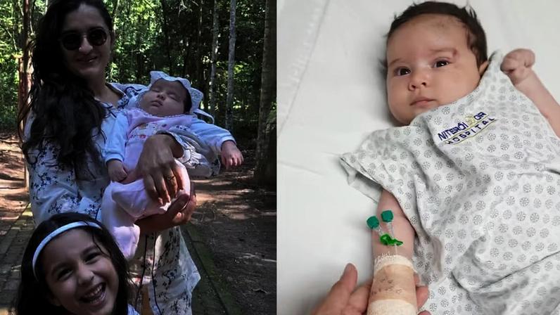 A bebê caiu de cima do carrinho durante um passeio em família — Foto: Arquivo pessoal