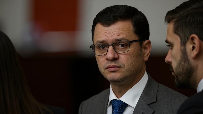 Anderson Torres durante segundo dia de interrogatórios no núcleo crucial da trama golpista na Primeira Turma do STF — Foto: Evaristo Sá/AFP