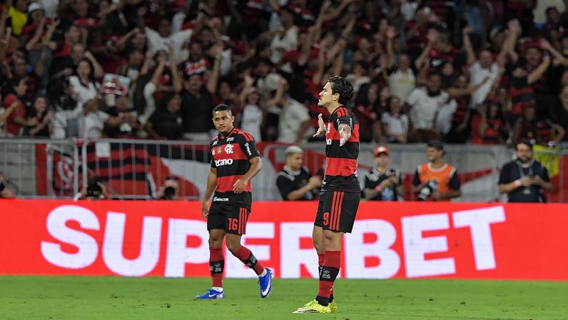 Pedro comemora gol contra o Flu | Fluminense x Flamengo — Foto: André Durão