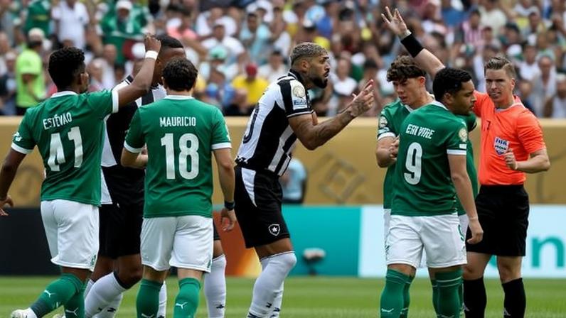 Alexander Barboza recebe cartão amarelo após falta em Richard Ríos em Palmeiras e Botafogo no Mundial