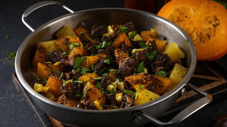 Carne refogada com abóbora