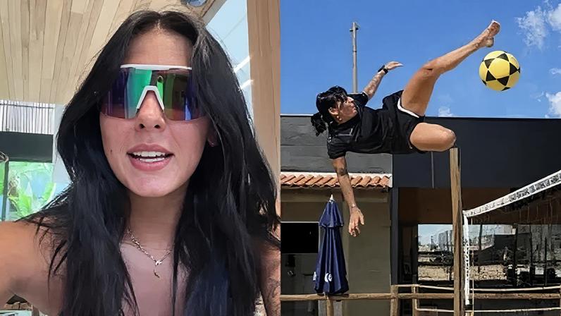 Ana Castela aproveita manhã deste sábado (4) para jogar futevôlei