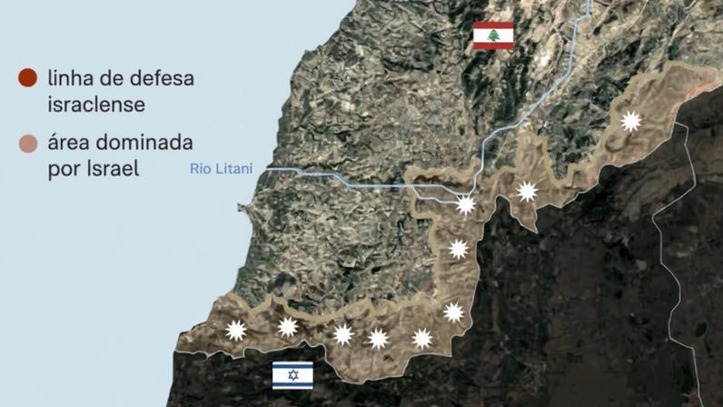 Infográfico mostra área em que Israel diz operar no sul do Líbano