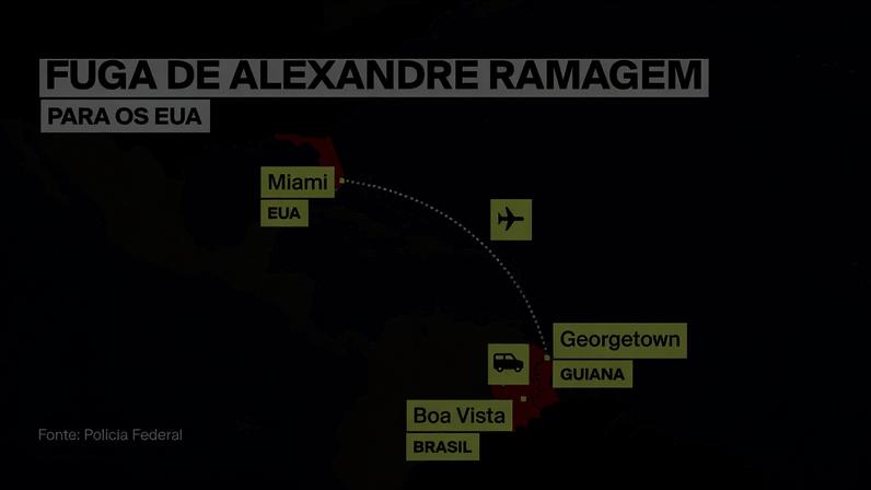 Fuga de Alexandre Ramagem. — Foto: Arte/GloboNews