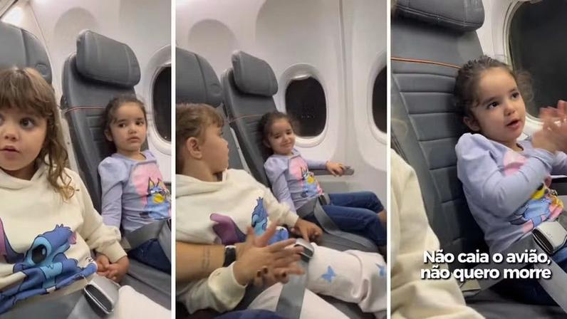 Liz e a amiga, Malu, encantaram a internet com os registros da primeira viagem de avião — Foto: Reprodução/ Instagram