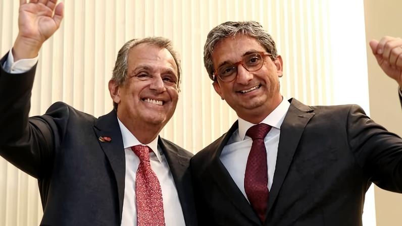 Bap (presidente do Flamengo) e Flávio Willeman (direita) após venceram a eleição do Flamengo