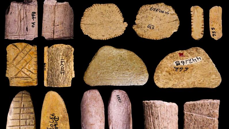 Examples of early Native American dice discovered at sites in the United States