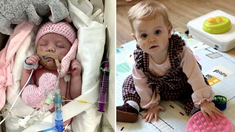 Madeline, a filha do casal Zoe Matthew Davies, precisou batalhar pela vida por um longo período — Foto: Arquivo Pessoal