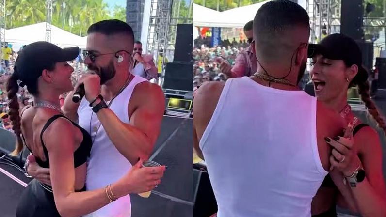 Mari Gonzalez e Pipo Marques dançam coladinhos durante show do cantor: 'Nossa energia'