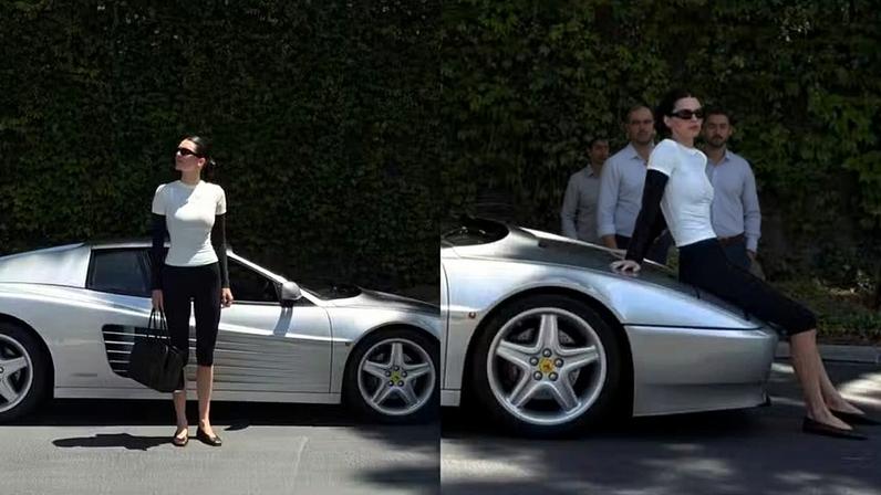 Colecionadora de automóveis de luxo, Kendall Jenner posa com carro vintage avaliado em R$ 4 milhões — Foto: Reprodução/Instagram