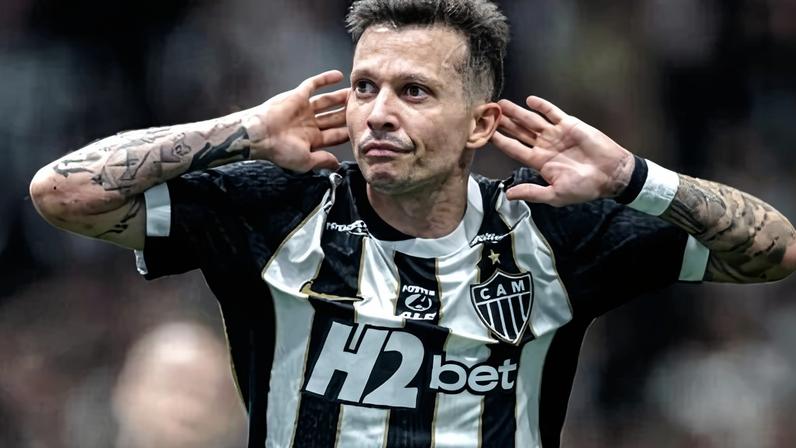 Bernard comemora golaço pelo Atlético na Sul-Americana