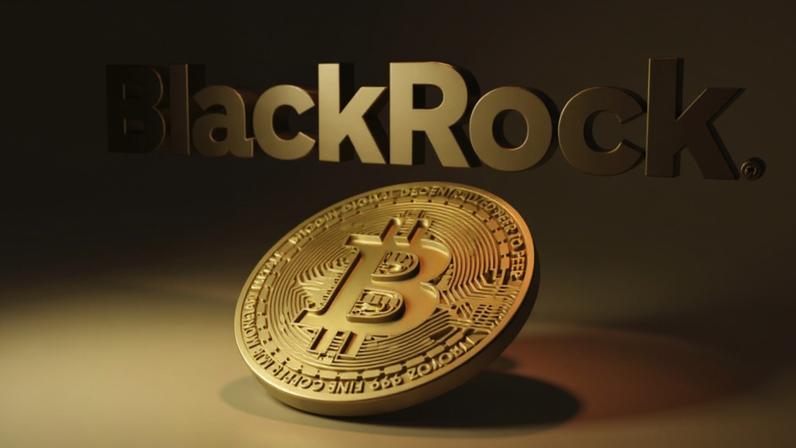 logo da blackrock e bitcoin fundem