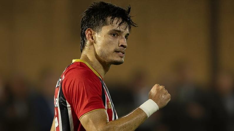 Bobadilla, do São Paulo, celebra gol sobre o Bragantino, nas quartas de final do Campeonato Paulista