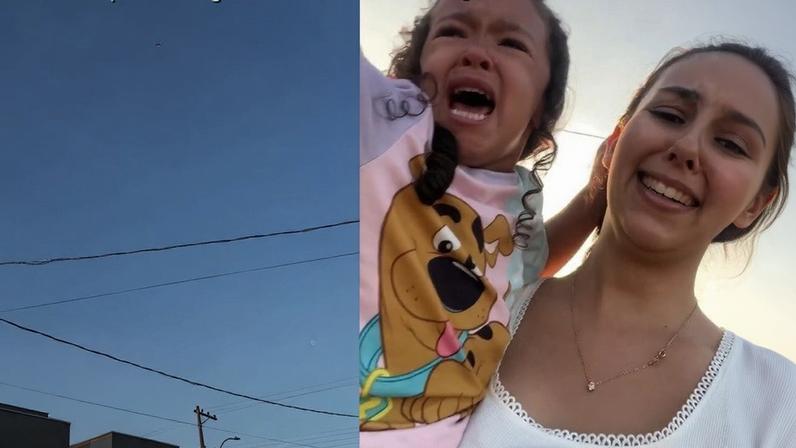 Bonequinha foi embora no céu, para o desespero de menina — Foto: Reprodução/Instagram