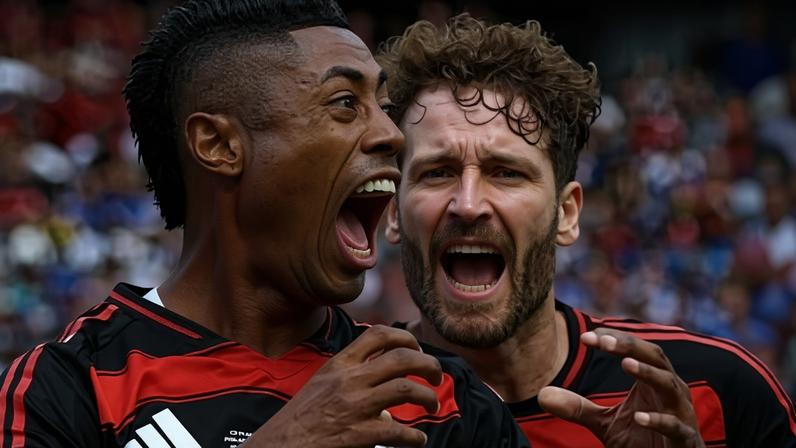 Bruno Henrique comemora gol marcado pelo Flamengo contra o Chelsea no Mundial