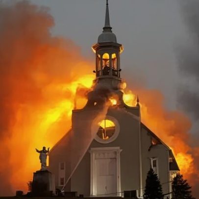 Incêndio em igreja histórica no Canadá destrói templo