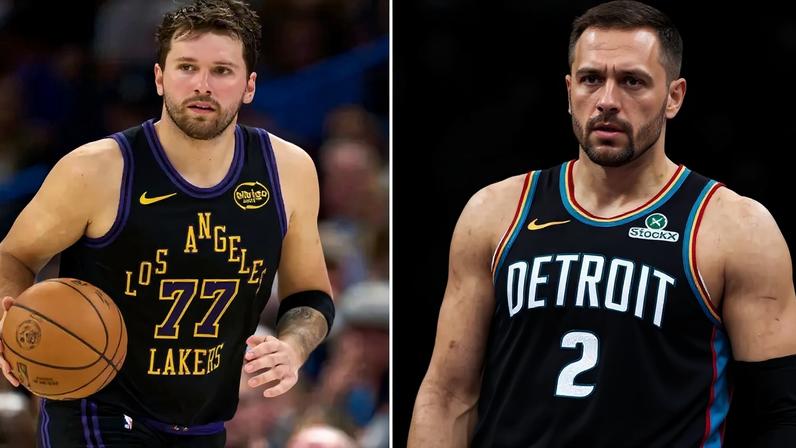 Luka Doncic do Los Angeles Lakers e Cade Cunningham do Detroit Pistons