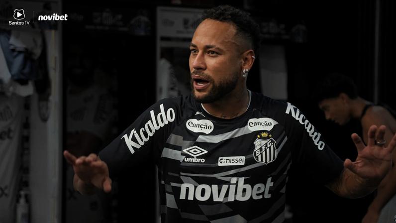 Neymar antes de jogo entre Santos e Atlético-MG, pelo Campeonato Brasileiro — Foto: Reprodução/Youtube Santos FC