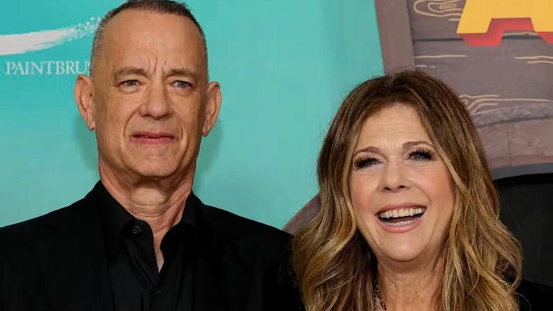 O ator Tom Hanks e a cantora Rita Wilson no lançamento de Asteroid City (2023) em Nova York