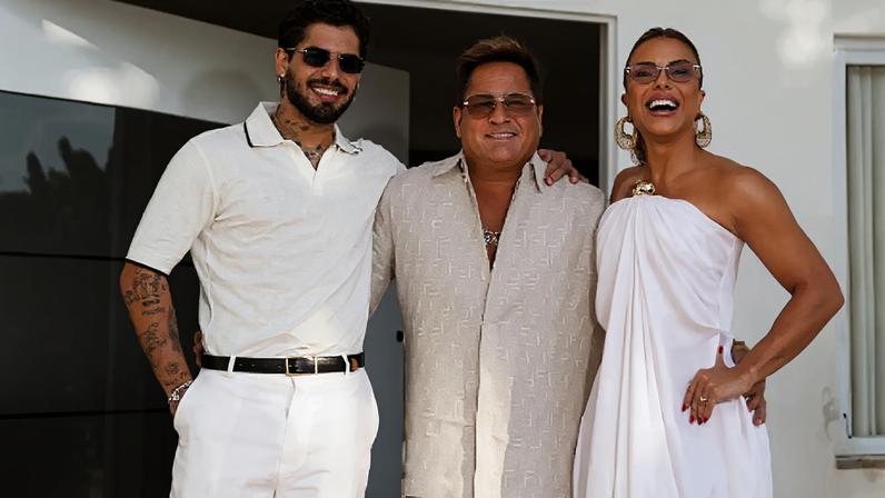 Poliana Rocha com Zé Felipe e o cantor Leonardo