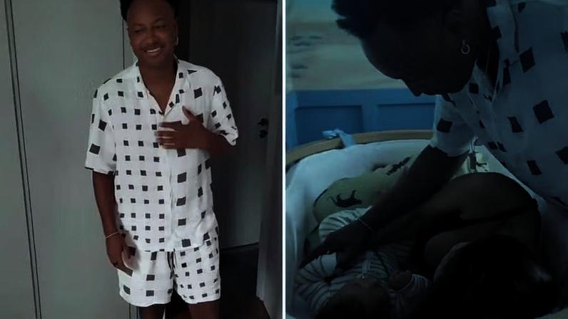 Carol Peixinho assusta Thiaguinho ao entrar dentro do berço do filho: 'Vantagens de ter 1,57m'