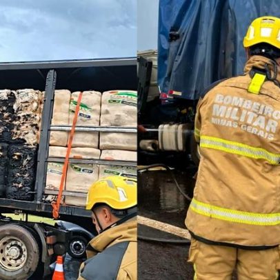 Acidente entre carretas provoca incêndio na BR-365, Triângulo Mineiro
