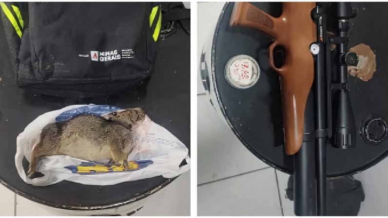 PM apreendeu animal silvestre e espingarda utilizada por dupla no parque