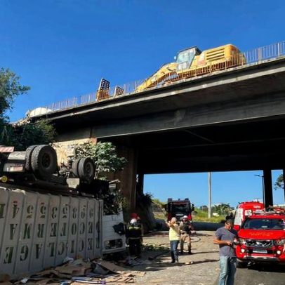 Vídeo mostra local da queda de carreta de viaduto no Anel Rodoviário de BH