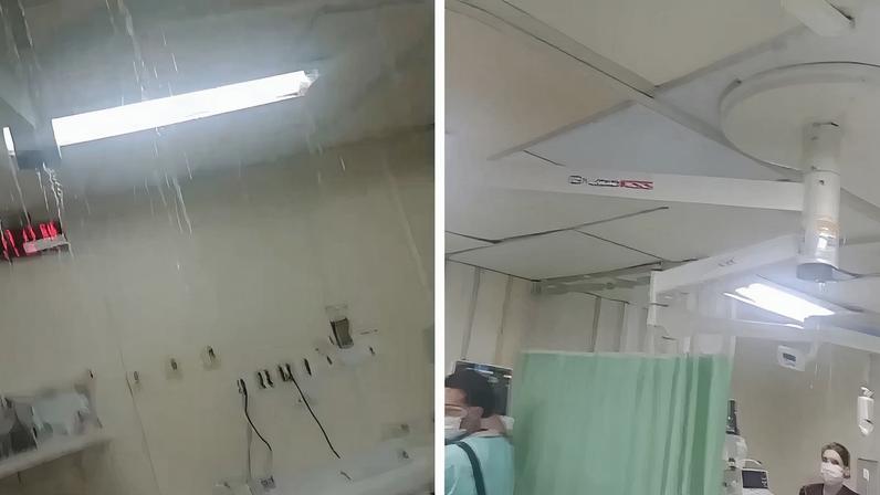 Água invadiu áreas de atendimento do João XXIII durante temporal em BH nesta quarta-feira (8)