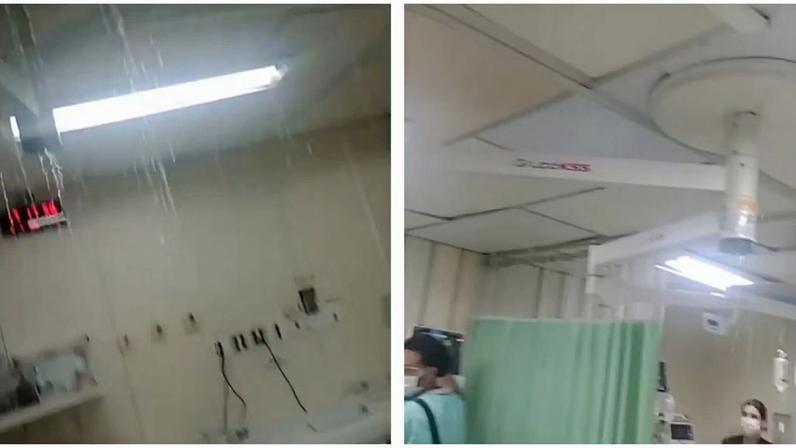 Água invadiu áreas de atendimento do João XXIII durante temporal em BH nesta quarta-feira (8)