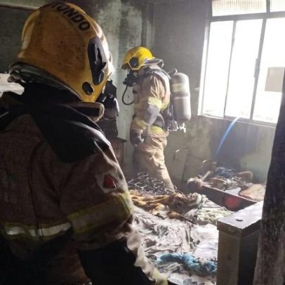 Avó e neta são resgatadas após incêndio causado por brincadeira com fósforo