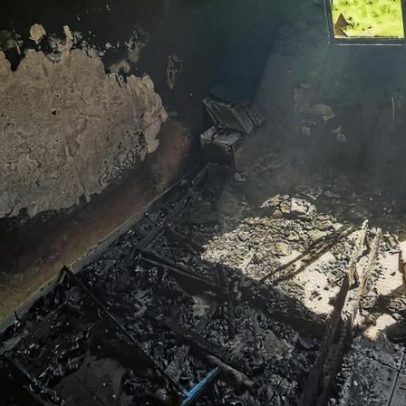 Quarto fica destruído em incêndio em apartamento na Grande BH
