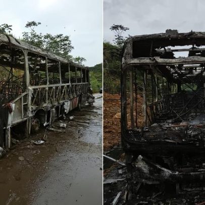 Ônibus de transporte coletivo é destruído por incêndio em Juiz de Fora