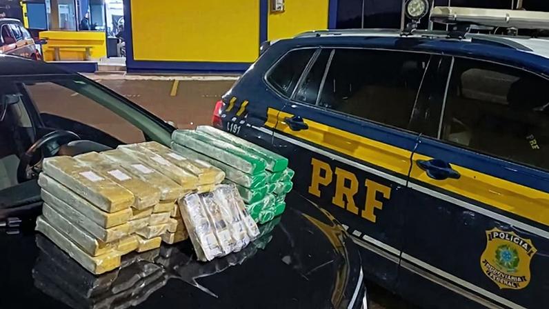 PRF apreendeu droga escondida em mata e prendeu motorista na BR-365