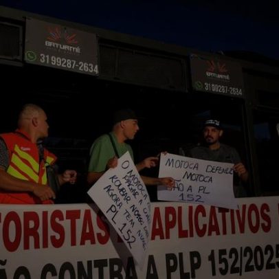 Motoristas e entregadores protestam em BH contra projeto de lei