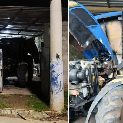 Trator de R$220 mil furtado em SP é localizado em oficina de MG