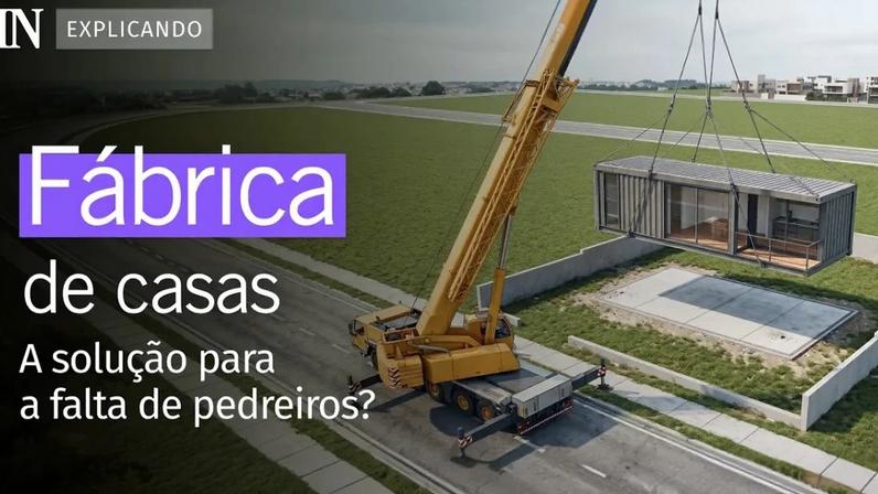 Fábrica de casas com guindaste