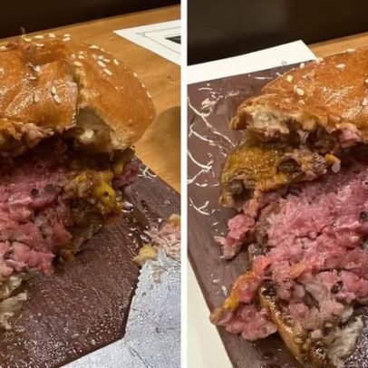 Hambúrguer de R$85 viraliza após cliente dizer que carne veio crua