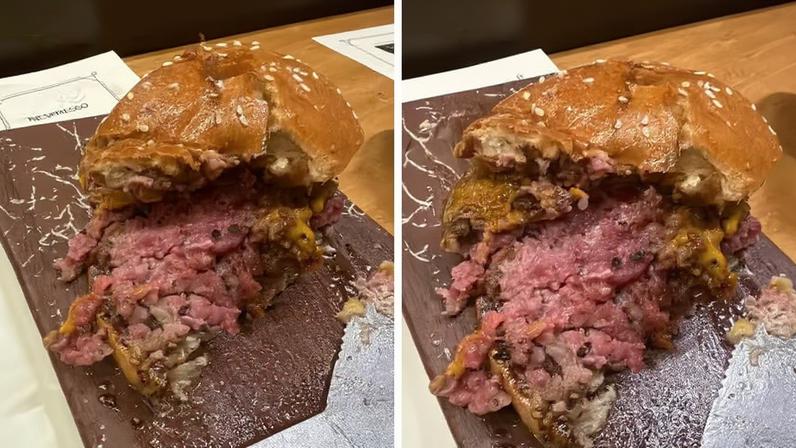 Hambúrguer de R$ 85 viraliza nas redes após cliente afirmar que carne foi servida crua — Foto: Reprodução/ X