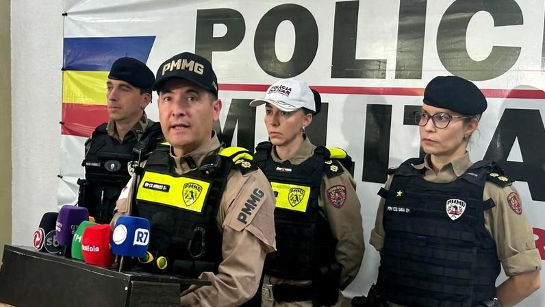 Representantes da PMMG durante coletiva de imprensa a respeito do esquema de segurança para o clássico pelo Brasileirão