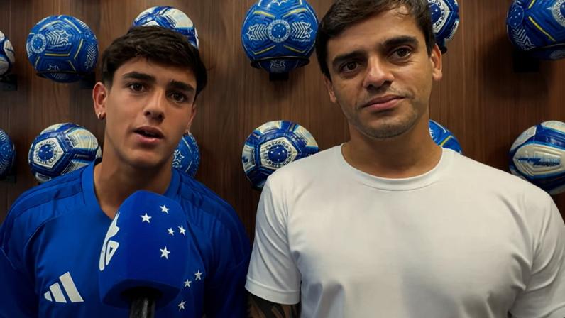 Henrique Lemos e Fagner durante entrevista à TV Cruzeiro na Toca da Raposa