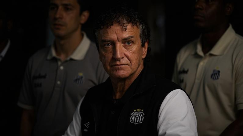 Cuca observa o time do Santos no duelo contra o Coritiba — Foto: Raul Baretta/Santos FC