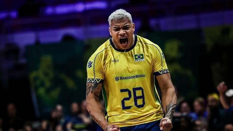 Darlan em jogo contra o Irã na VNL (Foto: VNL)