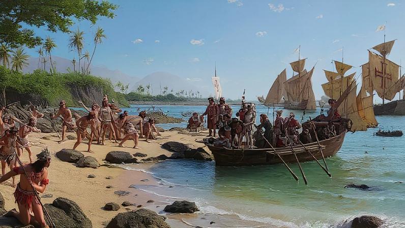 Desembarque de Cabral em Porto Seguro, óleo de Oscar Pereira da Silva, 1922