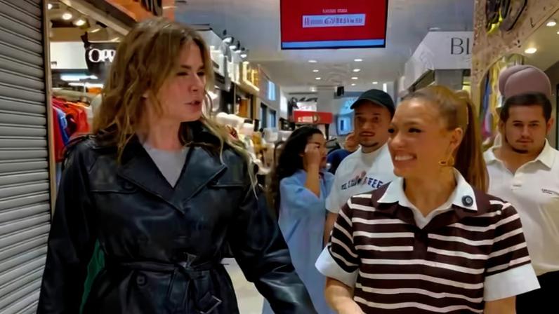 Luciana Gimenez e Beatriz Rodrigues fazem compras no Brás como parte de quadro da apresentadora nas redes sociais — Foto: Reprodução/Redes sociais