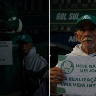 Idoso de asilo assiste Palmeiras no estádio pela primeira vez e se emociona