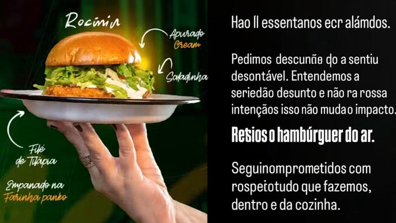 Hamburgueria do Rio de Janeiro se desculpa após polêmica com nome de hambúrguer — Foto: Reprodução/Redes sociais
