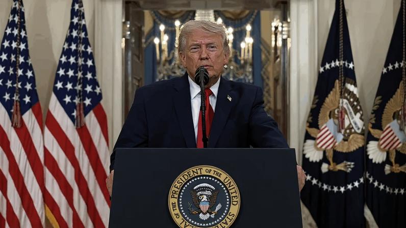 Trump durante discurso à nação, que durou cerca de 10 minutos