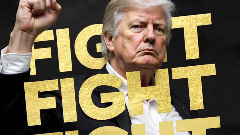 logo da memecoin TRUMP com os termos Fight Fight Fight