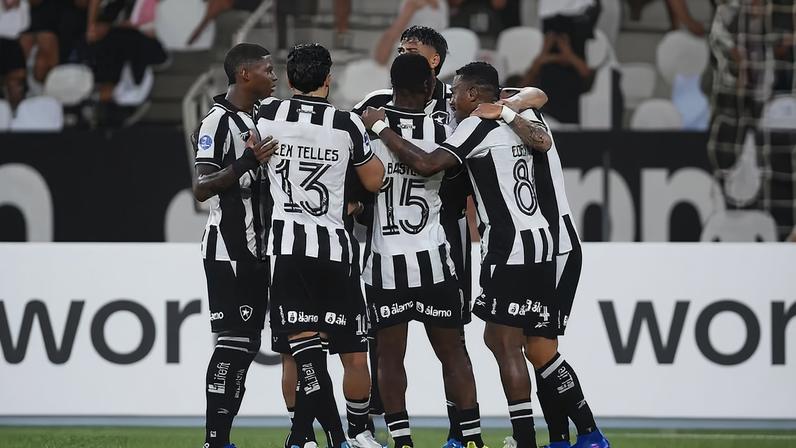 Jogadores em Botafogo x Independiente Petrolero — Foto: Alexandre Durão